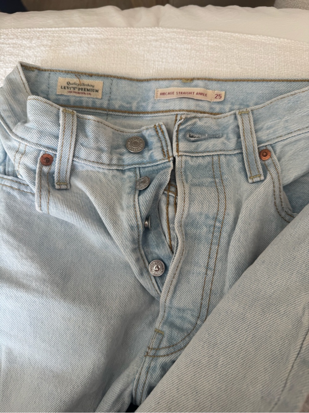 Levi's Light Blue Button-Fly Straight Jeans